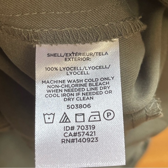 LOFT Women's Size 12 Olive Green Button-Up Romper with Cuffed Shorts + Tie Waist - Picture 14 of 16